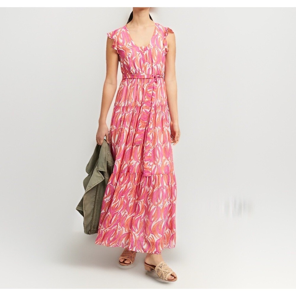 NEW $188 Maeve Banana Grove Dress Long Chiffon Romantic Summer Maxi Dress Sz 4